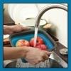 Prime Pick Collapsible Colander Set|Strainer Set | Pack of 2 Collapsible Colanders |Vegetable Fruit Basket for Kitchen |Collapsible Silicone Strainer for Kitchen (Blue)