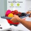 PRIME PICK Collapsible Colander with Extendable Handles & Silicone Scrub|Over The Sink Vegetable/Fruit Colander Strainer|Heat-Resistant Silicone|Stackable,Space-Saving Design|Pasta,Vegetables(Red)