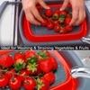 PRIME PICK Collapsible Colander with Extendable Handles & Silicone Scrub|Over The Sink Vegetable/Fruit Colander Strainer|Heat-Resistant Silicone|Stackable,Space-Saving Design|Pasta,Vegetables(Red)