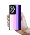 Casotec Pink and Purple Lines Design Premium 2D Printed Metal Back Case Cover for Oppo A79 5G