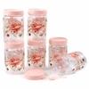 VRISTO Plastic Storage Jars Lid Decorative Multipurpose Containers for Kitchen, Spices, Dry Snacks, and Food Storage | Pink | Pack of 6 | 500ml - 8 CM X 8 CM X 12 CM