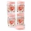 VRISTO Plastic Storage Jars Lid Decorative Multipurpose Containers for Kitchen, Spices, Dry Snacks, and Food Storage | Pink | Pack of 6 | 500ml - 8 CM X 8 CM X 12 CM