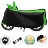 Mockhe Bike Cover for Hero HF Deluxe , Dustproof UV Protection water resistant Custom Fit Cover-(Black-Green )