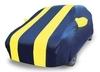 Mockhe Car Cover Compatible with Hyundai Verna Fluidic (Model : 2013-2017) with Mirror Pockets, Triple Stitched, Water Resistant Car Body Cover, Navy, Yellow