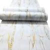 ONE2ONE ENTERPRISES  Polyvinyl PVC High Gloss Marble Self Adhesive Wallpaper for AlmirahFridgeFloorWallTableCupboard Decorative Furniture Interior - White and Gold, 2 x 10 Feet