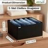 JD FRESH 5 Slot Non-Woven Fabric Clothing Storage Box/Foldable Wardrobe Organizer/Multipurpose Storage Organisers for clothes/Shirts/T-Shirts/Dress/Sweaters/Jeans (Pack of 6, Black)