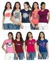 IndiWeaves Womens Cotton Printed Half Sleeves T-Shirts (Pack of 9) Multicolor