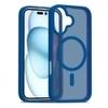 Luxmo Case TPU + PC Polycarbonate Hybrid Back Case for iPhone 16 (6.1-Blue)  Wireless Charging Compatible  3X Military Grade Shockproof Protection  Anti-Scratch Soft-Touch Finish with Microfiber