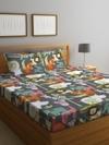 Klotthe Multicolor Cartoon Characters 300 TC Cotton Blend Fitted Double Bedsheet Set in Book Fold Packing