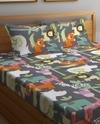 Klotthe Multicolor Cartoon Characters 300 TC Cotton Blend Fitted Double Bedsheet Set in Book Fold Packing
