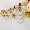 The Art Hub pratham enterprises Pratham Enterprises White Pearl Golden Jhumri Toran (4 FT) Toran (Beads, Thread)