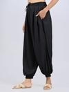 Mirayya Women Casual Solid Pattern Relaxed Fit Loose Lightweight Flowy Summer Yoga Ethnic Chic Boho Bliss Gypsy Soul Bohemian Flow Harem Pant -Black
