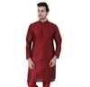 Sadree Men Silk Blend Self Designe Funcation and Festival wear Attractive Button Looks Solid Colour with insert Pockets Knee Length Maroon Kurta