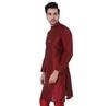 Sadree Men Silk Blend Self Designe Funcation and Festival wear Attractive Button Looks Solid Colour with insert Pockets Knee Length Maroon Kurta