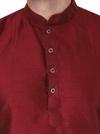 Sadree Men Silk Blend Self Designe Funcation and Festival wear Attractive Button Looks Solid Colour with insert Pockets Knee Length Maroon Kurta