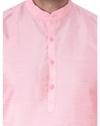 Sadree Men's Silk Blend, Knee Length, Full Sleeve, Mandarin Collor, Regular Fit, Casual wear Ethnic Style Kurta Churidar Pyjama Set | Colour -  PINK | | Size - 42