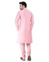 Sadree Men's Silk Blend, Knee Length, Full Sleeve, Mandarin Collor, Regular Fit, Casual wear Ethnic Style Kurta Churidar Pyjama Set | Colour -  PINK | | Size - 42