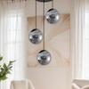 FRECONS 3D Dome Hanging Ceiling Lamp (Smoke Luster) | Decorative Pendant Light for Bedroom, Living Room & Restaurant |3 Light Round
