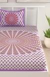 UniqChoice Purple 100% Cotton Single Bedsheet With 1 Pillow Cover(1+ 1_ Single_ Chakari_ Purple)