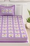 UniqChoice Purple 100% Cotton Single Bedsheet With 1 Pillow Cover(1+ 1_ Single_ Bombay_ Purple)