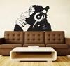 Lanstick Vinyl Multicolor Monkey Hearing Music Image Designer Wall Self Adhesive Wall Stickers 24 inch