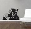 Lanstick Vinyl Multicolor Monkey Hearing Music Image Designer Wall Self Adhesive Wall Stickers 24 inch