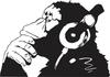 Lanstick Vinyl Multicolor Monkey Hearing Music Image Designer Wall Self Adhesive Wall Stickers 24 inch