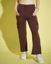 Dimpy Garments Coffee Plus Size Solid Women Cargo Pant