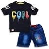 WORTON FASHION Fancy Kids Pure Cotton T-Shirt And Denim Jeans Shorts Set (6-7 years, Navy Blue)