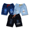 WORTON FASHION Boys 3-Pack Denim Shorts - Multicolor Shorts with Elastic Waist, Drawcord & Colorful Embroidered Graphics 1-7 Years
