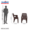 Swagath Furniture Megacare Plastic Chair for Indoor/Outdoor use in Caf, Home, Office (Colour-Saddle Brown, Set of 2, Pre-assembled)