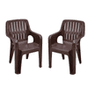 Swagath Furniture Megacare Plastic Chair for Indoor/Outdoor use in Caf, Home, Office (Colour-Saddle Brown, Set of 2, Pre-assembled)