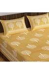 E ELMA Brown 144 TC Printed Cotton Double Flat Bedsheet (235 x 210 cm)