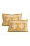 E ELMA Brown 144 TC Printed Cotton Double Flat Bedsheet (235 x 210 cm)