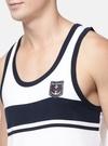 Macroman M Series Men's White Striped Cotton Pack of 1 Vest