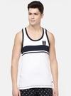 Macroman M Series Men's White Striped Cotton Pack of 1 Vest