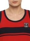 Macroman M Series Men's Red Striped Cotton Pack of 1 Vest