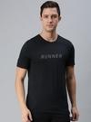 Macroman M Series Men Black Solid Polyester Single Round Neck T-shirt