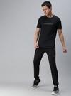Macroman M Series Men Black Solid Polyester Single Round Neck T-shirt