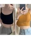 SIZZERS Women Thread Brassiere Pad | Solid Wireless Sport U-Back Tube Top | Seamless Wrapped Chest Vest Bralette | Pack of 2  | Black & Yellow | Size - 30B