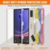 ProElite Cover for Galaxy Tab S9 Plus Case, Rugged 3 Layer Armor case for Samsung Galaxy Tab S9 Plus/S8 Plus/S7 Plus/S7 FE 12.4 inch with S Pen Holder, Hand Grip and Rotating Kickstand, Rainbow Pink