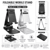 ELV Premium Foldable Mobile Stand, Black + Silver Combo, Pack of 2