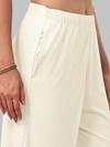 Lyra Womens Ribbed Palazzo Pants | Soft Stretch Fabric with Drawstring & Side Pockets