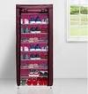 PHILOSHOP Multi-Utility Collapsible 9 Layer Metal Shoe Cabinet, Shoe Rack (Maroon)