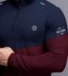 Ausk Men Solid Turtle Neck Polyester Blue & Maroon T-Shirt