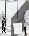 Ausk Printed Full Sleeve Hooded Tshirt For Men (Color- White & Grey) Non Returnable