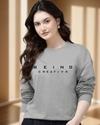 Ausk Women Full Sleeve Round Neck Printed Sweatshirt( Grey ) Non Returnable
