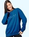 Ausk Women Full Sleeve Round Neck Printed Sweatshirt( Teal Blue ) Non Returnable