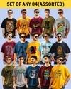 Ausk Men's Round Neck Half Sleeve Oversized Printed T-Shirt( Non Returnable) (Any 4)