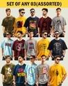 Ausk Men's Round Neck Half Sleeve Oversized Printed T-Shirt( Non Returnable) (Any 3)